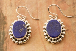 Artie Yellowhorse Genuine Blue Lapis Turquoise Sterling Silver Earrings